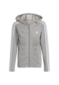 Adidas - Bluza dla dzieci adidas Essentials 3-Stripes Full-Zip Hoodie. Kolor: wielokolorowy, szary, biały