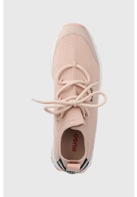 Hugo - HUGO buty Icelin kolor różowy. Nosek buta: okrągły. Zapięcie: sznurówki. Kolor: różowy. Materiał: włókno, guma
