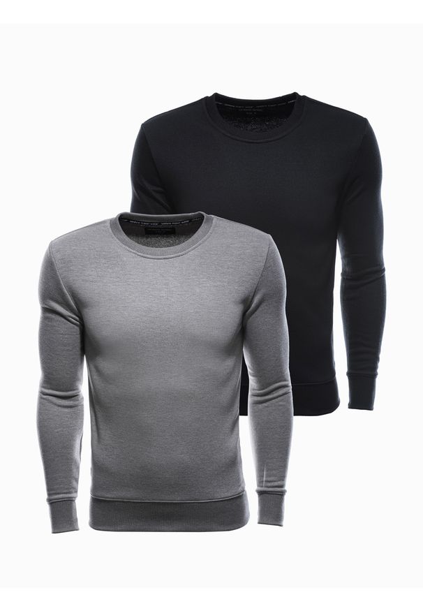 Ombre Clothing - Zestaw bluz bawełnianych bez kaptura 2-pak - mix V2 - Rozmiar: XL. Okazja: na co dzień. Typ kołnierza: bez kaptura. Kolor: szary. Materiał: bawełna. Wzór: melanż. Styl: klasyczny, casual