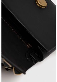 Pinko torebka skórzana kolor czarny. Kolor: czarny. Wzór: aplikacja. Dodatki: z aplikacjami. Materiał: skórzane. Rodzaj torebki: na ramię #2