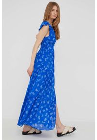 Answear Lab sukienka maxi rozkloszowana. Kolor: niebieski. Materiał: tkanina. Typ sukienki: rozkloszowane. Styl: wakacyjny. Długość: maxi #2