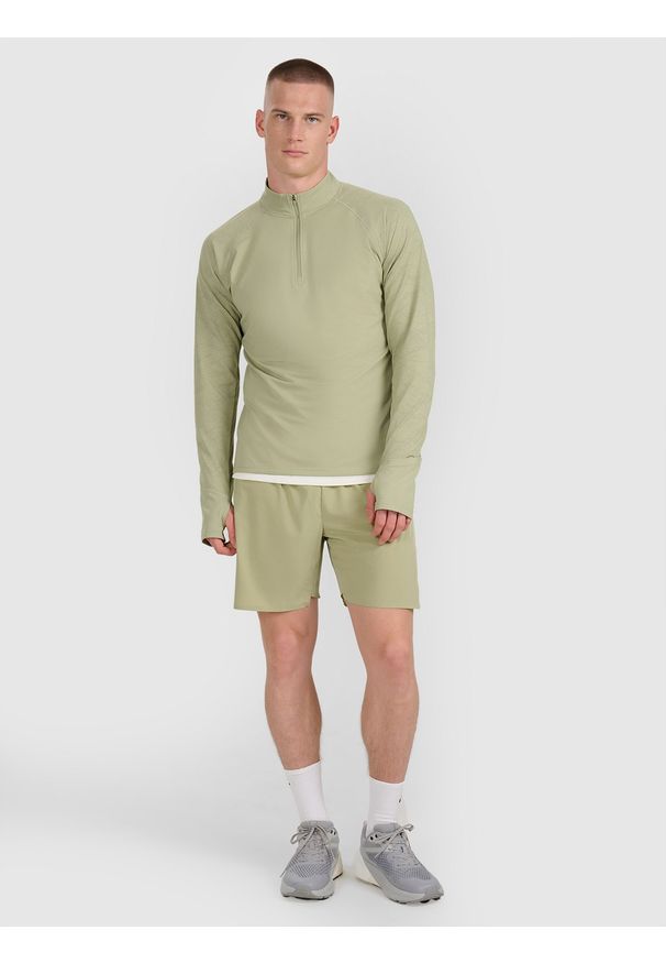 4f - 4F Bluza do biegania regular szybkoschnąca męska - oliwkowa/khaki L. Kolor: brązowy, wielokolorowy, oliwkowy