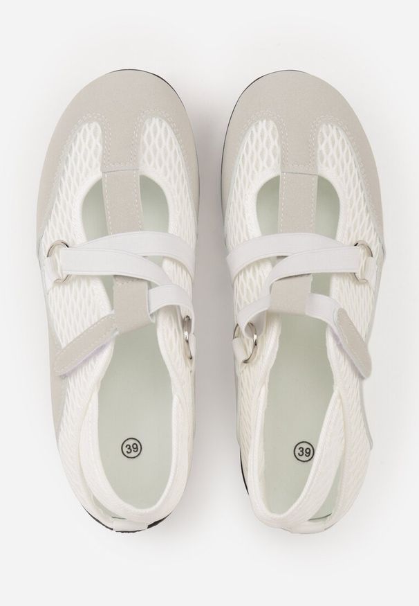 Renee - Szare Sneakeriny z Siateczki z Zapięciem na Rzep Vianate. Okazja: na co dzień. Zapięcie: rzepy. Kolor: szary. Materiał: koronka, skóra