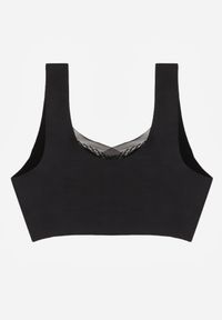 Born2be - Czarny Biustonosz Sportowy z Siateczką i Usztywnionymi Miseczkami Zerirae. Kolor: czarny. Materiał: dresówka. Rodzaj stanika: wyciągane miseczki #3