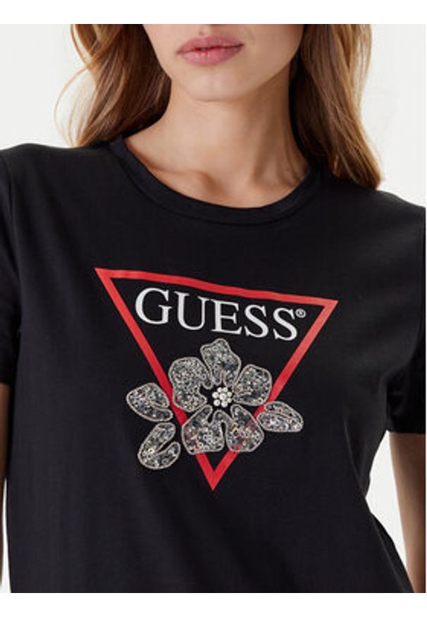 Guess T-Shirt W5YI38 I3Z14 Czarny Regular Fit. Kolor: czarny. Materiał: bawełna