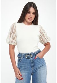 Twinset Milano - Sweter damski z rękawami z koronki TWINSET. Materiał: koronka. Wzór: koronka #1