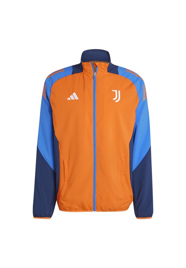 Adidas - Bluza dresowa Prematch Juventus Turin 2024/25. Kolor: pomarańczowy, niebieski, wielokolorowy. Materiał: dresówka. Sport: piłka nożna