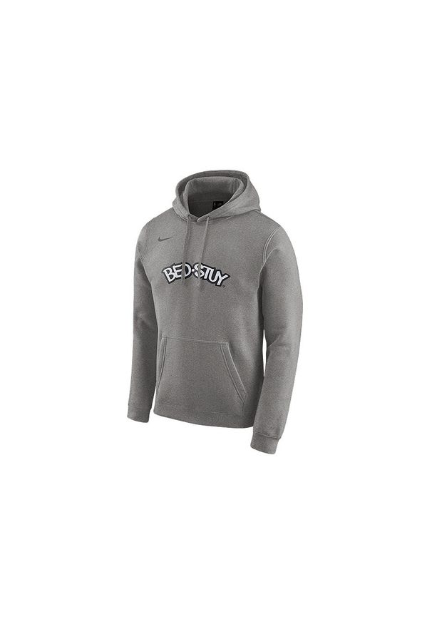Nike - Bluza męska nike nba brooklyn nets logo fleece hoodie dark grey heather. Kolor: szary. Sport: bieganie