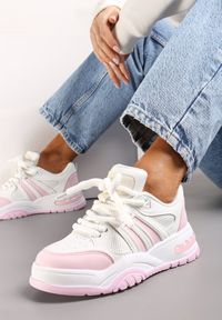 Renee - Różowe Sneakersy na Grubej Podeszwie z Brokatem Lenema. Okazja: na co dzień. Kolor: różowy
