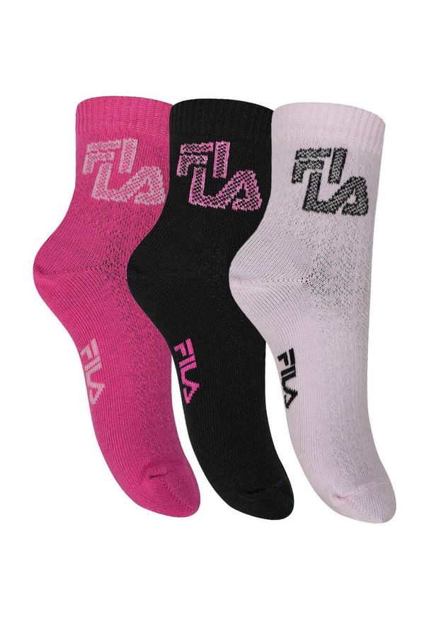 Fila - Junior Girl Quarter Plain Socks 3 Pairs Pack. Kolor: różowy