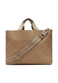 Calvin Klein Jeans Torebka Ultralight Tote Pu LV04K3132G Beżowy. Kolor: beżowy. Materiał: skórzane #6