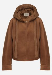 Born2be - Brązowa Przejściowa Kurtka z Rękawami Typu Nietoperz i Kapturem Alinee. Okazja: na spacer. Kolor: brązowy. Materiał: jeans. Sezon: jesień, wiosna. Styl: klasyczny #7