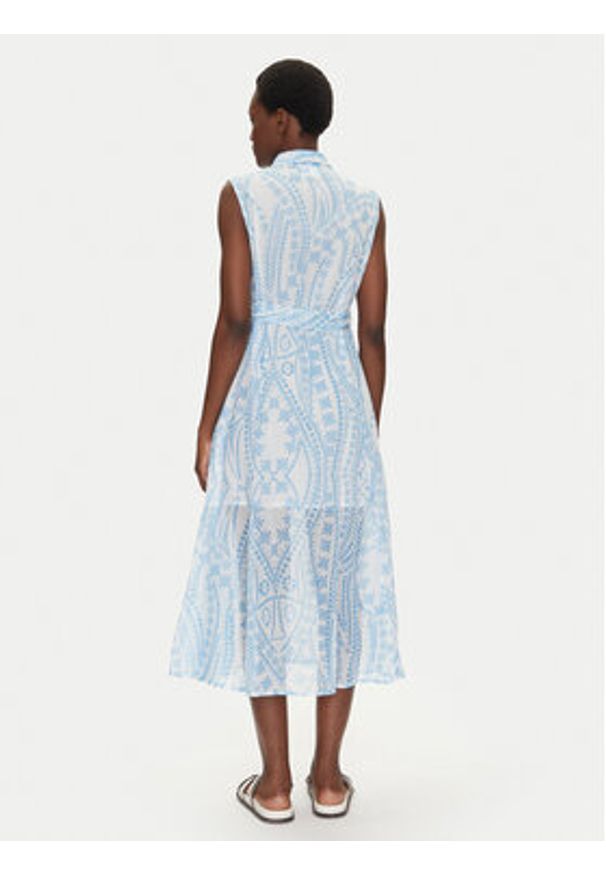 Iconique Sukienka koszulowa IC25-040 Niebieski Regular Fit. Kolor: niebieski. Materiał: bawełna. Typ sukienki: koszulowe