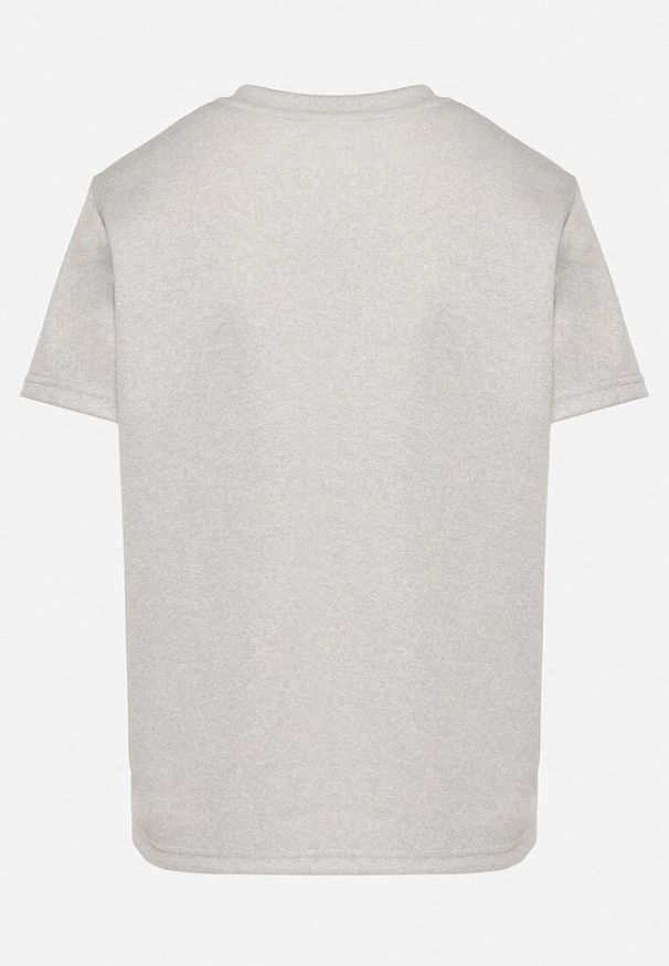 Born2be - Jasnoszary T-shirt o Klasycznym Kroju z Ozdobnym Haftem Galerrena. Okazja: na co dzień, do pracy, na spotkanie biznesowe. Kolor: szary. Materiał: jeans. Wzór: haft. Styl: klasyczny