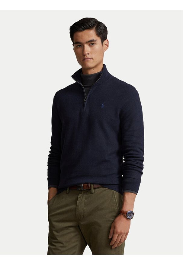 Polo Ralph Lauren Sweter 710932304001 Granatowy Regular Fit. Typ kołnierza: polo. Kolor: niebieski. Materiał: bawełna