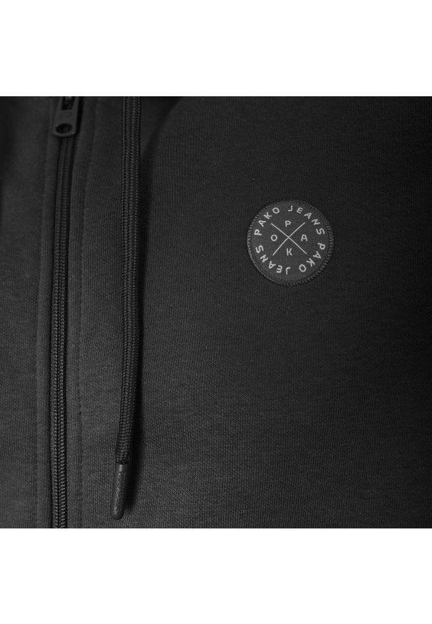 Rozpinana Bluza Męska z Kapturem - Pako Jeans - Czarna. Typ kołnierza: kaptur. Kolor: czarny. Materiał: bawełna, poliester. Styl: klasyczny