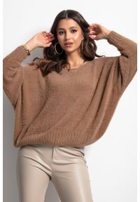 Fobya - Milutki Sweter Oversize - Karmelowy. Materiał: nylon, elastan, poliamid, wiskoza #1