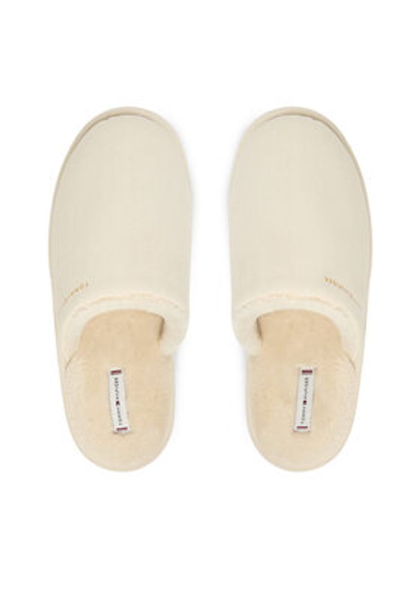 TOMMY HILFIGER - Tommy Hilfiger Kapcie Soft House Shoe FW0FW08853 Biały. Kolor: biały. Materiał: materiał