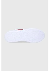 Love Moschino buty skórzane kolor biały na platformie. Nosek buta: okrągły. Zapięcie: sznurówki. Kolor: biały. Materiał: skóra. Obcas: na platformie