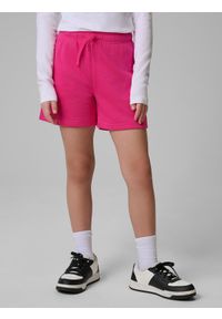 4f - 4F Spodenki dresowe dziewczęce - różowe 158 (12-13 lat). Kolor: różowy. Materiał: dresówka. Sezon: lato. Sport: turystyka piesza #2