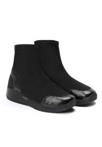 Kazar - Czarne sneakersy damskie. Kolor: czarny. Materiał: tkanina #4