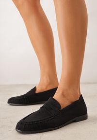 Born2be - Czarne Marszczone Mokasyny VICES z Wkładką ze Skóry Naturalnej Nerihaneh. Okazja: na co dzień. Kolor: czarny. Materiał: skóra. Obcas: na płaskiej podeszwie. Styl: casual, klasyczny, elegancki #6