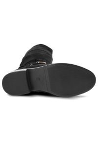 Czarne Kozaki S.Barski Wygodne Buty Damskie. Zapięcie: klamry. Kolor: czarny. Wzór: paski. Wysokość cholewki: za kolano. Materiał: materiał. Sezon: zima, jesień. Obcas: na obcasie. Styl: klasyczny, elegancki. Wysokość obcasa: średni #7