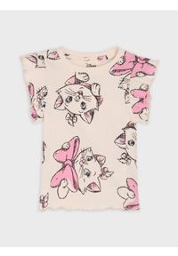 Sinsay - Koszulka z prążkowanej dzianiny The Aristocats - kremowy. Kolor: kremowy. Materiał: prążkowany, dzianina #1