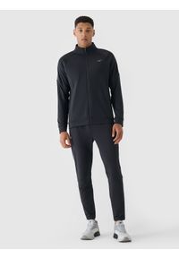 4f - 4F Bluza treningowa szybkoschnąca męska - czarna L. Typ kołnierza: bez kaptura, kołnierzyk stójkowy. Kolor: czarny. Materiał: włókno, elastan, dzianina, materiał, syntetyk. Długość rękawa: raglanowy rękaw. Wzór: gładki, jednolity. Styl: sportowy. Sport: fitness