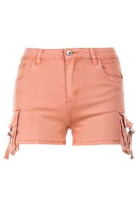 Born2be - Pomarańczowe Szorty Vivialori. Okazja: na co dzień. Stan: podwyższony. Kolor: pomarańczowy. Materiał: jeans. Długość: długie. Styl: sportowy, casual #6