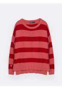 Big-Star - Sweter damski bawełniany różowy Heartelia 601. Kolor: różowy. Materiał: bawełna. Wzór: haft, paski, ze splotem. Sezon: lato. Styl: wakacyjny, klasyczny #4