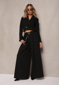 Renee - Czarna Krótka Marynarka z Poduszkami w Ramionach Eclinta. Kolor: czarny. Długość: krótkie. Styl: elegancki #3