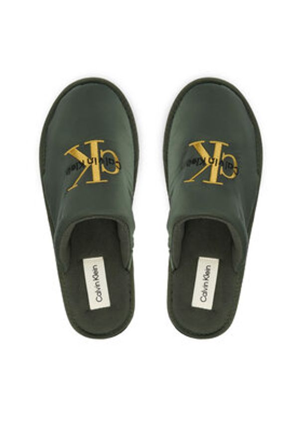 Calvin Klein Kapcie Hotel Slipper Mono Embro YM0YM01392 Zielony. Kolor: zielony. Materiał: materiał
