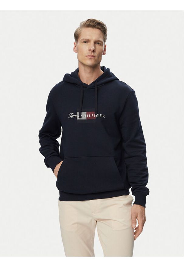 TOMMY HILFIGER - Tommy Hilfiger Bluza Script Flag MW0MW43220 Granatowy Regular Fit. Kolor: niebieski. Materiał: bawełna