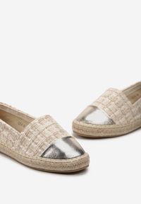 Renee - Ciemnobeżowe Espadryle z Tweedowego Materiału z Plecionką na Podeszwie Hexiria. Kolor: beżowy. Materiał: materiał. Styl: elegancki #5