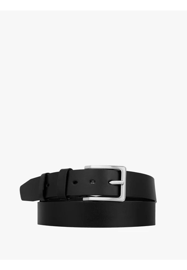 Ryłko - Czarny pasek ze skóry licowej. Kolor: czarny. Materiał: skóra. Styl: klasyczny, street, elegancki