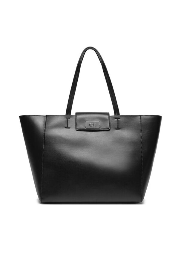 Calvin Klein Torebka Ck Push Medium Shopper K60K612148 Czarny. Kolor: czarny. Materiał: skórzane