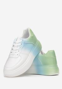 Born2be - Biało-Zielone Sneakersy Thelialla. Kolor: biały. Materiał: jeans. Szerokość cholewki: normalna. Sezon: wiosna #4