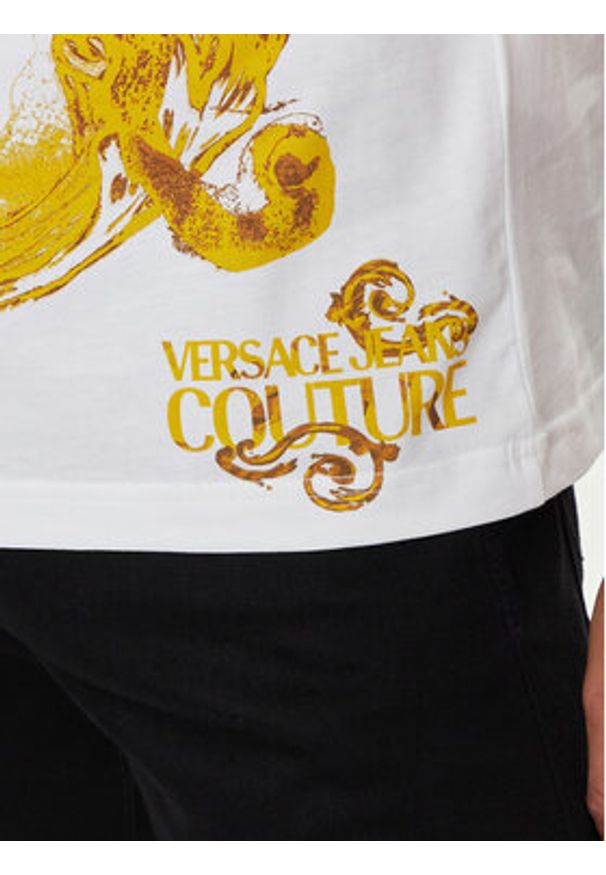 Versace Jeans Couture T-Shirt 76GAH6SW Biały Regular Fit. Kolor: biały. Materiał: bawełna