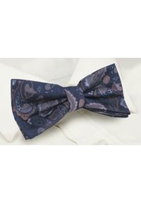 Mucha Męska z Poszetką - Alties - Granatowa ze Wzorem Paisley. Kolor: niebieski. Wzór: paisley. Styl: sportowy, elegancki #3