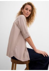 bonprix - Bluzka z domieszką lnu i rękawami 3/4. Kolor: szary. Materiał: len #2
