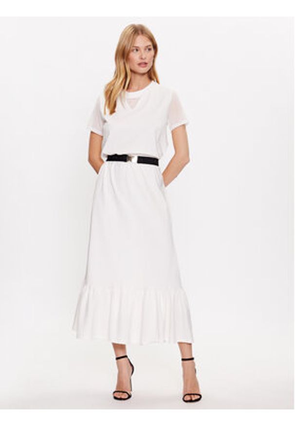 Liu Jo Sport Sukienka codzienna TA3164 JS088 Biały Regular Fit. Okazja: na co dzień. Kolor: biały. Materiał: bawełna. Typ sukienki: sportowe, proste. Styl: sportowy, casual