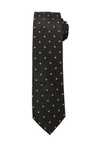 Czarny Elegancki Krawat Męski -Angelo di Monti- 6 cm, w Czerwone Figury Geometryczne. Kolor: czerwony. Wzór: geometria. Styl: elegancki #1