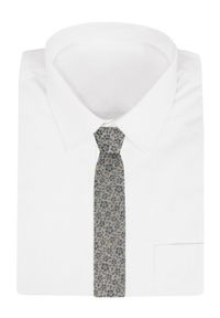 Krawat Męski - Angelo di Monti - Drobne Kwiatki na Beżowym Tle. Kolor: brązowy, beżowy, wielokolorowy, niebieski. Materiał: tkanina. Wzór: kwiaty. Styl: elegancki, wizytowy