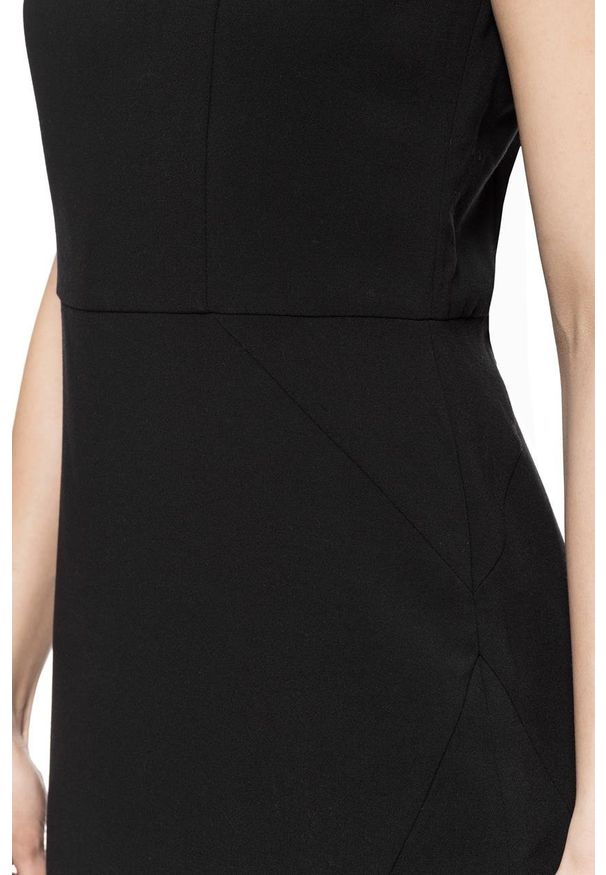 Tom Tailor - DAMSKA SUKIENKA TOM TAILOR ETUI DRESS WITH LEATHER PATCH. Materiał: skóra ekologiczna. Typ sukienki: proste. Styl: klasyczny