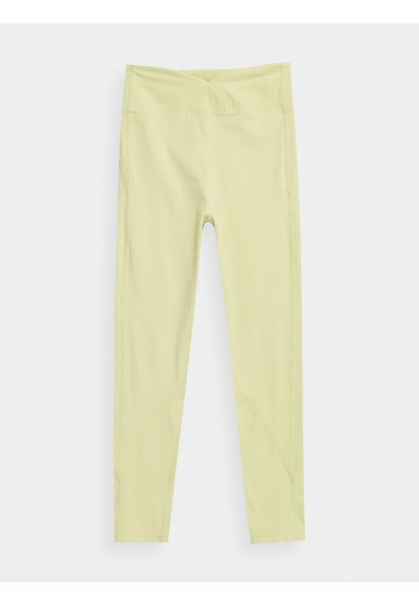 4f - Legginsy do jogi z materiałów z recyklingu damskie. Stan: podwyższony. Kolor: żółty. Materiał: materiał. Sport: joga i pilates