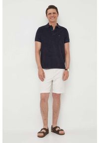 TOMMY HILFIGER - Tommy Hilfiger polo męski kolor granatowy gładki. Typ kołnierza: polo. Kolor: niebieski. Materiał: dzianina. Wzór: gładki #4