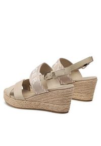 TOMMY HILFIGER - Tommy Hilfiger Espadryle Seasonal Webbing Mid Wedge FW0FW07091 Beżowy. Kolor: beżowy. Materiał: materiał #5