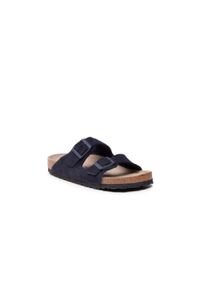 Klapki damskie Birkenstock Arizona Sfb Midnight Narrow Fit. Kolor: niebieski. Materiał: syntetyk, materiał. Styl: sportowy #1