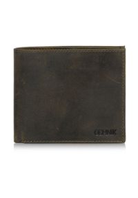 Ochnik - Mały skórzany portfel męski. Kolor: zielony. Materiał: skóra #1